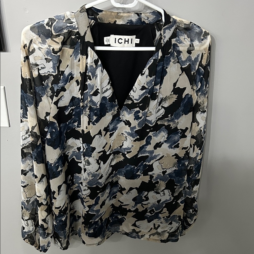 Ichi Top Womens Print Ihganava Long Sleeve Blouse